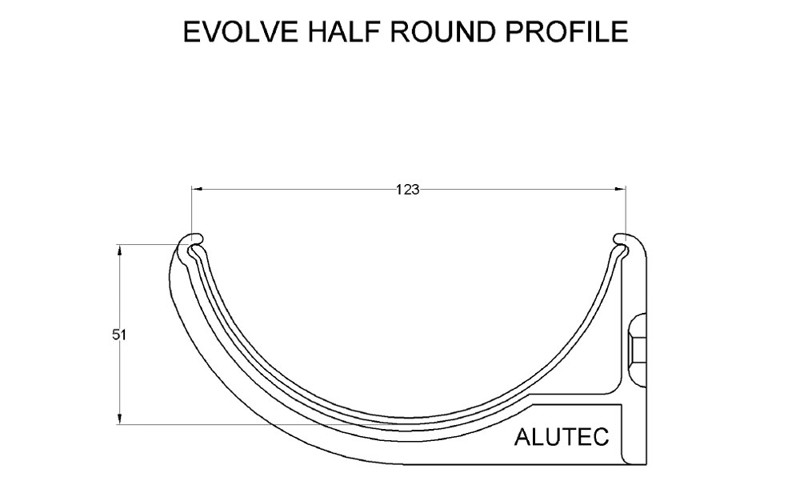 Marley Alutec Evolve Half Round aluminium gutter CAD file