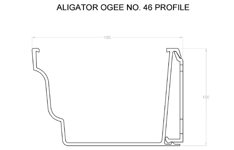 Marley Alutec Aligator Ogee No. 46 aluminium gutter GG513 CAD file