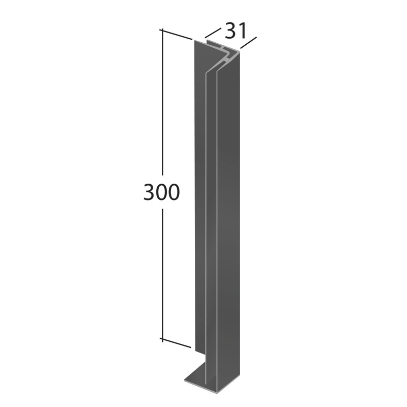 H-Section corner joint trim 90° (External 300x31mm)
