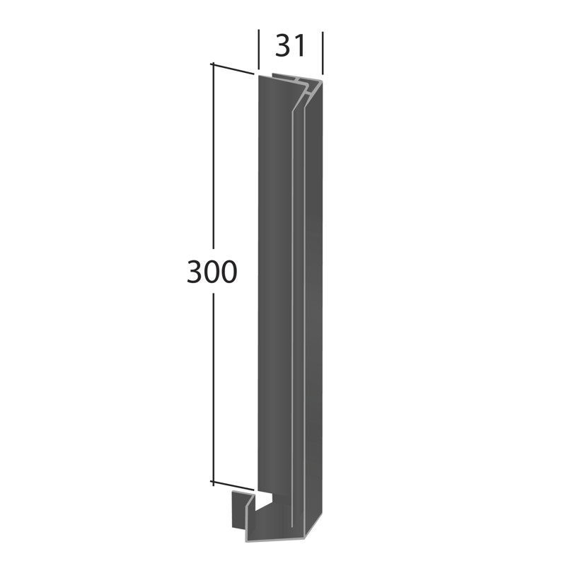 H-Section corner joint trim 90° (External 300x31mm)