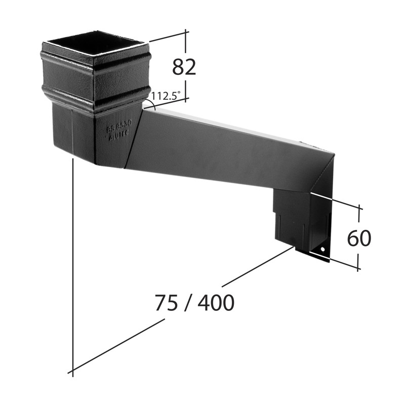 Marley Alutec Vandal Resistant square aluminium downpipe adjustable eaves offset RVR3945