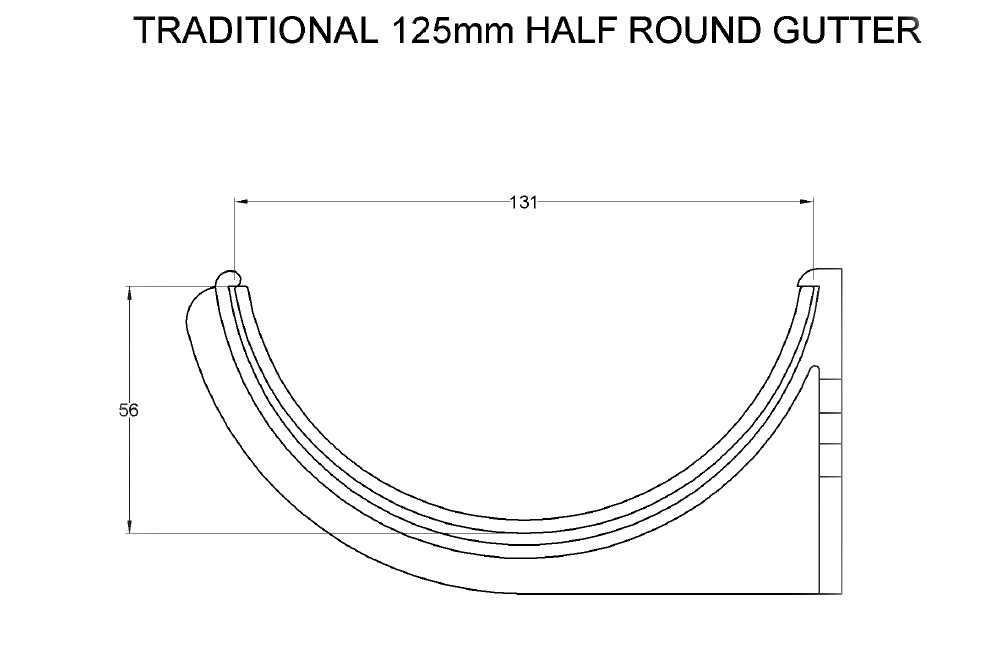 Traditional Half Round 113mm Gutter 1.83M