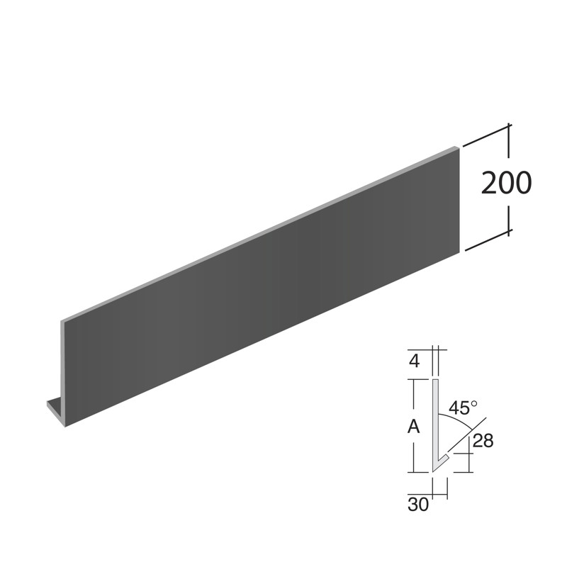 3m (30mm Return, 45° angle) 200mm height 3m (30mm Return, 45° angle) 200mm height