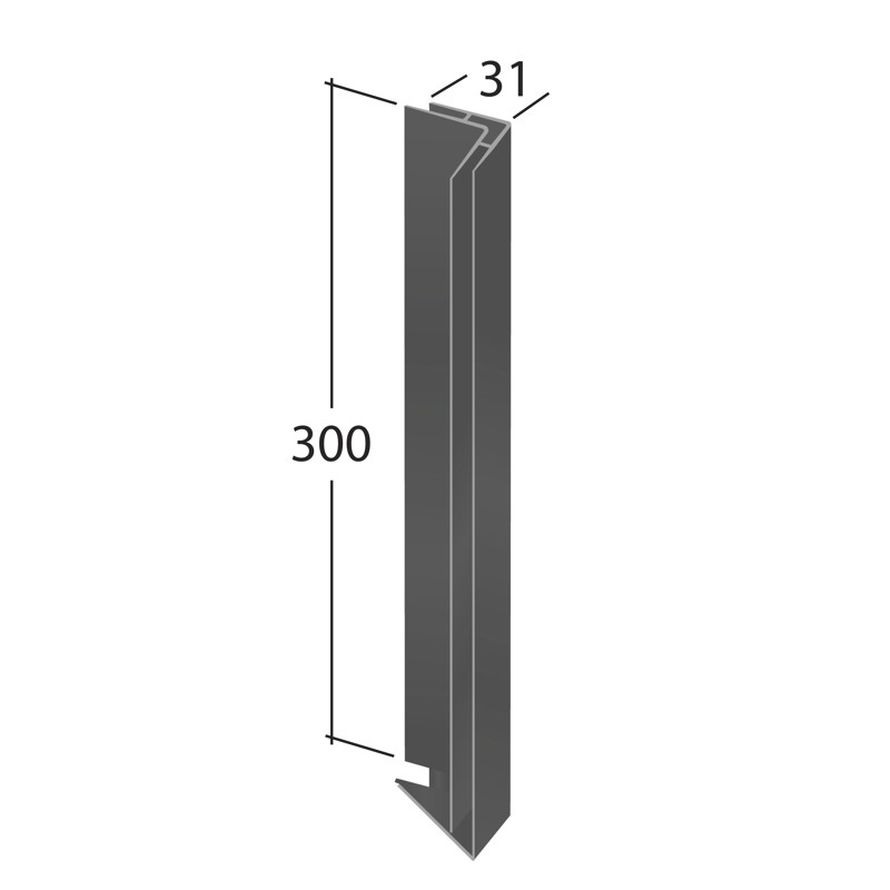H-Section corner joint trim 90° (External 300x31mm) H-Section corner joint trim 90° (External 300x31mm)