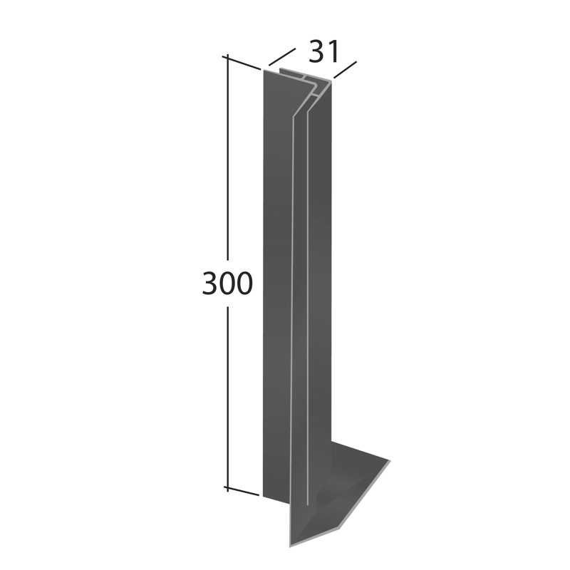 H-Section corner joint trim 90° (Internal 300x31mm)