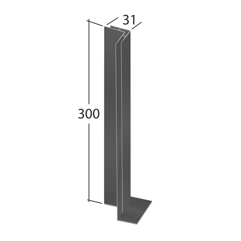 H-Section corner joint trim 90° (Internal 300x31mm)