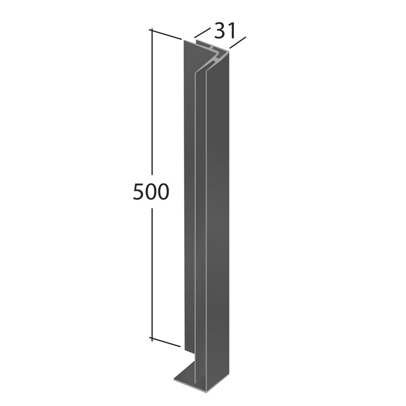 H-Section corner joint trim 90° (External 500x31mm)