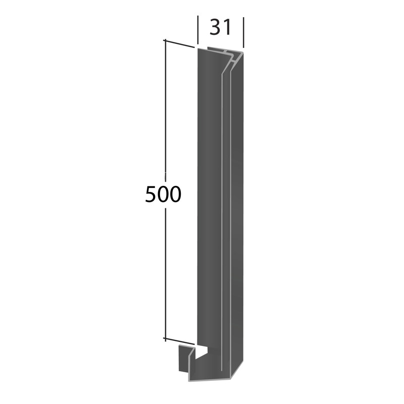 H-Section corner joint trim 90° (External 500x31mm)