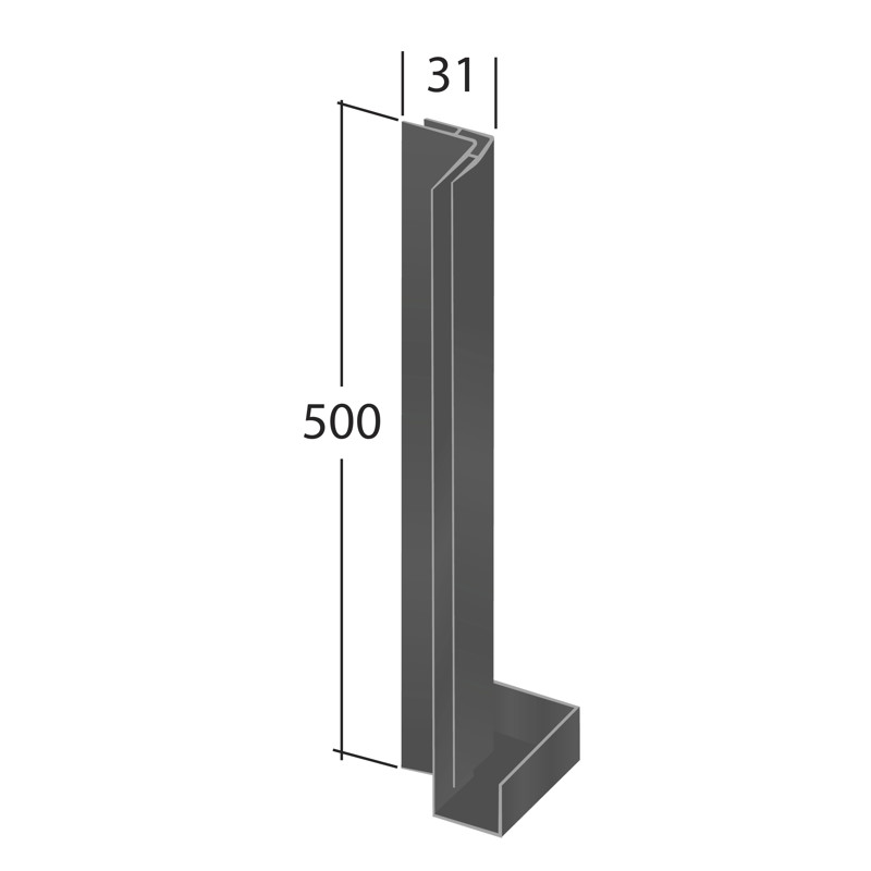 H-Section corner joint trim 90° (Internal 500x31mm)