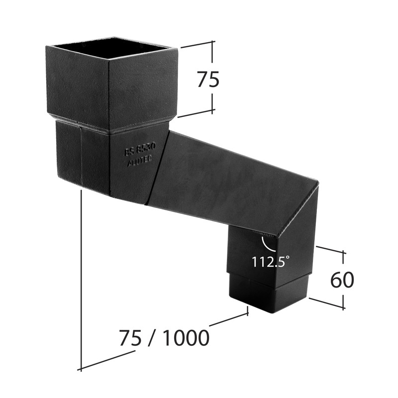 Marley Alutec Flush-fit square aluminium downpipe adjustable eaves offset RJ3925 RJ3950 RJ39100