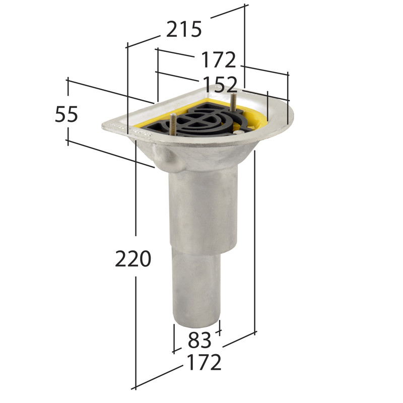 Shallow Balcony Outlet 82mm⌀ Pipe Connection