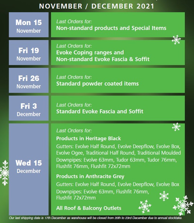 Marley Alutec Christmas Shutdown 2021 Marley Alutec Christmas Shutdown 2021